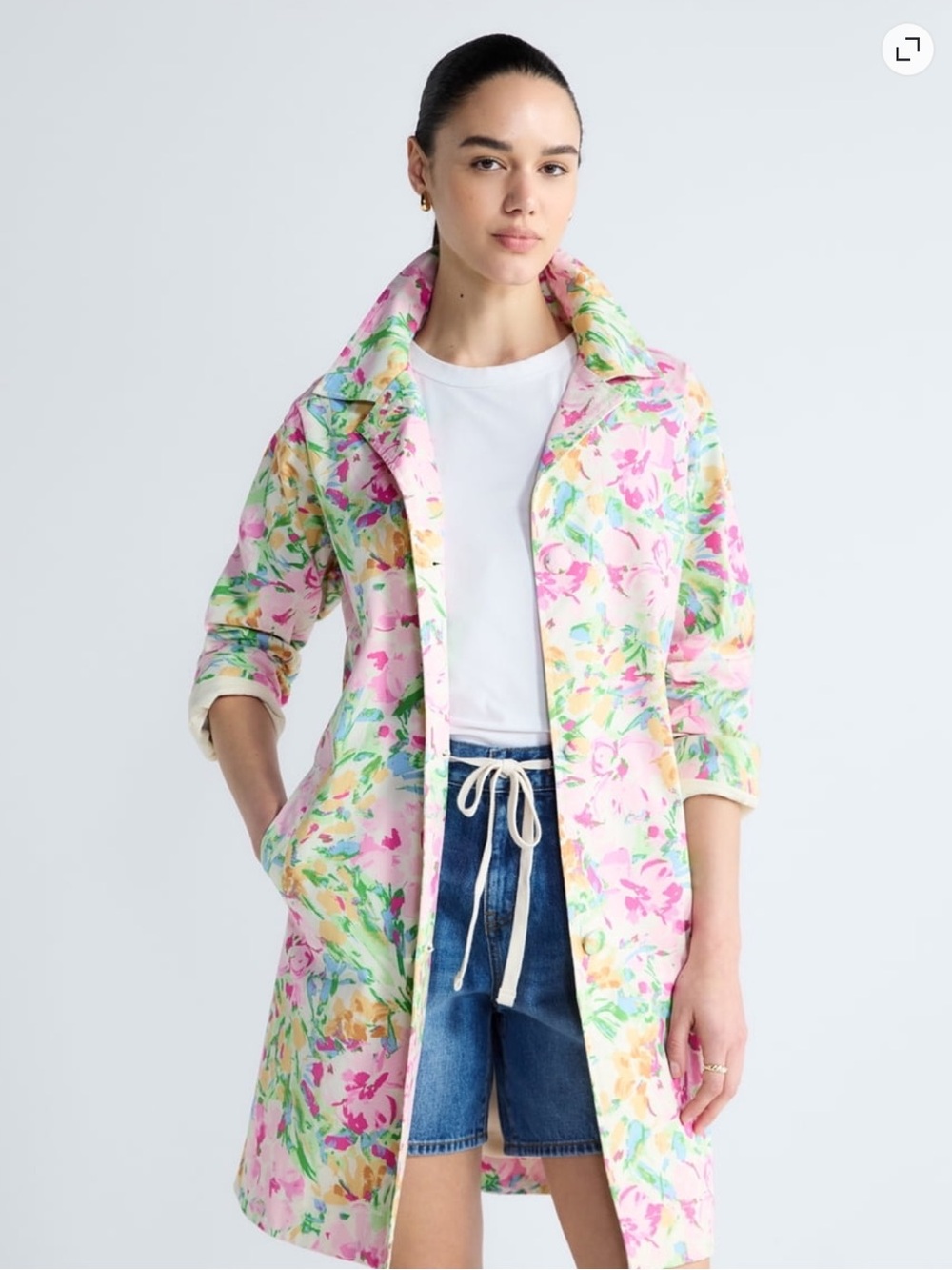 😍Free Assembly Women's and Women's Plus Floral Car Coat with Long Sleeves NWT